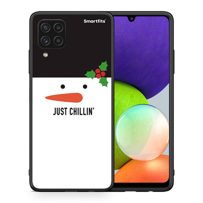 Θήκη Samsung A22 4G Christmas Chillin από τη Smartfits με σχέδιο στο πίσω μέρος και μαύρο περίβλημα | Samsung A22 4G Christmas Chillin case with colorful back and black bezels