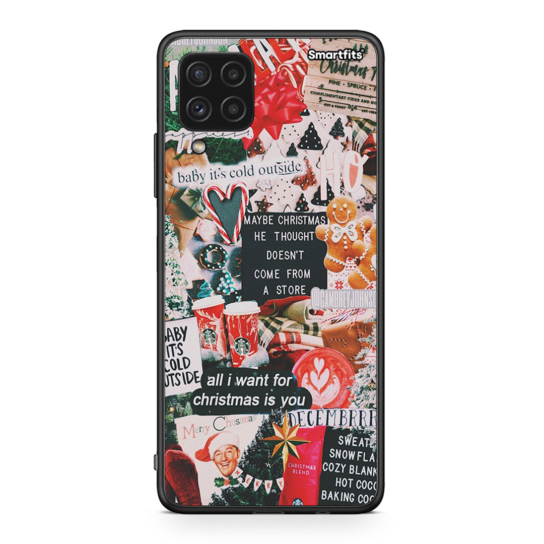 Samsung A22 4G Christmas Happiness θήκη από τη Smartfits με σχέδιο στο πίσω μέρος και μαύρο περίβλημα | Smartphone case with colorful back and black bezels by Smartfits