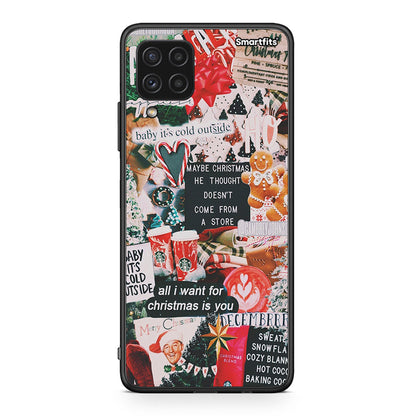 Samsung A22 4G Christmas Happiness θήκη από τη Smartfits με σχέδιο στο πίσω μέρος και μαύρο περίβλημα | Smartphone case with colorful back and black bezels by Smartfits