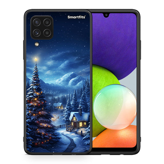 Θήκη Samsung A22 4G Christmas Scenery από τη Smartfits με σχέδιο στο πίσω μέρος και μαύρο περίβλημα | Samsung A22 4G Christmas Scenery case with colorful back and black bezels