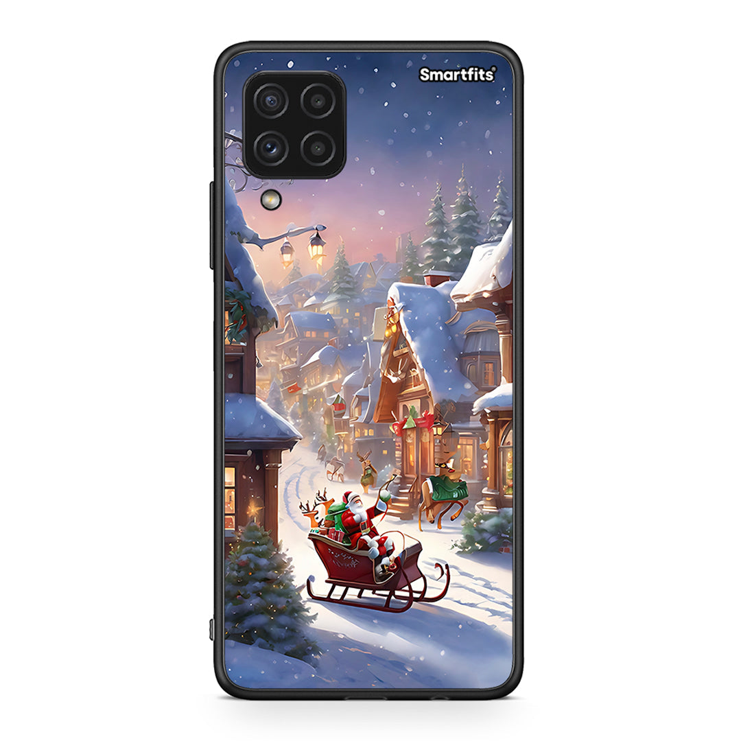 Samsung A22 4G Christmas Snow θήκη από τη Smartfits με σχέδιο στο πίσω μέρος και μαύρο περίβλημα | Smartphone case with colorful back and black bezels by Smartfits