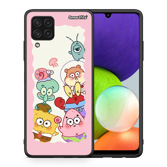Θήκη Samsung A22 4G Cute Companion από τη Smartfits με σχέδιο στο πίσω μέρος και μαύρο περίβλημα | Samsung A22 4G Cute Companion case with colorful back and black bezels