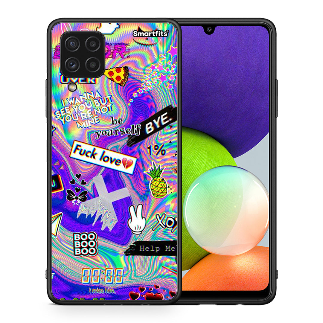 Θήκη Samsung A22 4G Game Over από τη Smartfits με σχέδιο στο πίσω μέρος και μαύρο περίβλημα | Samsung A22 4G Game Over case with colorful back and black bezels