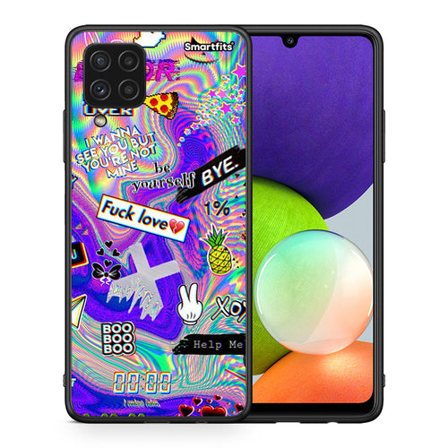 Θήκη Samsung A22 4G Game Over από τη Smartfits με σχέδιο στο πίσω μέρος και μαύρο περίβλημα | Samsung A22 4G Game Over case with colorful back and black bezels