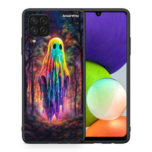 Θήκη Samsung A22 4G Halloween Ghost από τη Smartfits με σχέδιο στο πίσω μέρος και μαύρο περίβλημα | Samsung A22 4G Halloween Ghost case with colorful back and black bezels