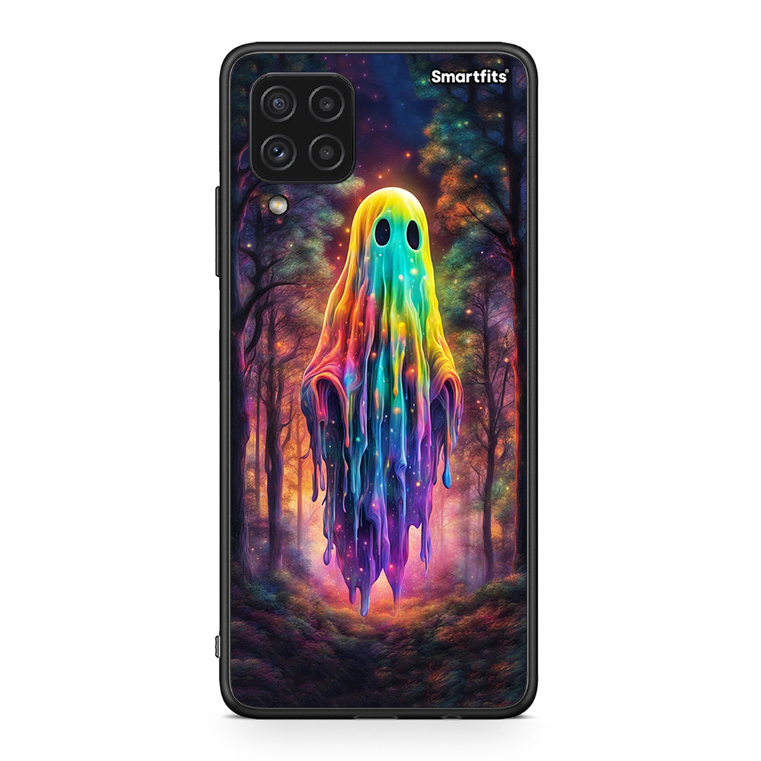 Samsung A22 4G Halloween Ghost θήκη από τη Smartfits με σχέδιο στο πίσω μέρος και μαύρο περίβλημα | Smartphone case with colorful back and black bezels by Smartfits