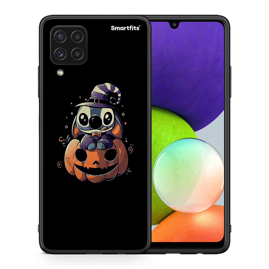 Θήκη Samsung A22 4G Halloween Stitch από τη Smartfits με σχέδιο στο πίσω μέρος και μαύρο περίβλημα | Samsung A22 4G Halloween Stitch case with colorful back and black bezels