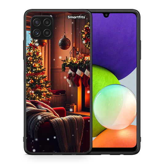 Θήκη Samsung A22 4G Home For Christmas από τη Smartfits με σχέδιο στο πίσω μέρος και μαύρο περίβλημα | Samsung A22 4G Home For Christmas case with colorful back and black bezels