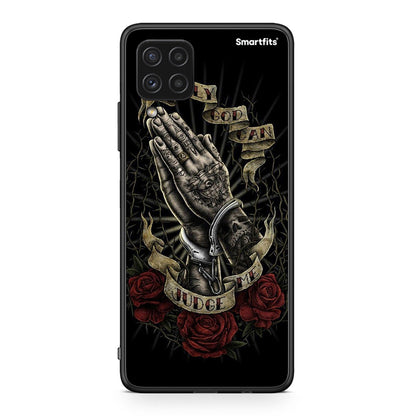 Samsung A22 4G Judge By God θήκη από τη Smartfits με σχέδιο στο πίσω μέρος και μαύρο περίβλημα | Smartphone case with colorful back and black bezels by Smartfits