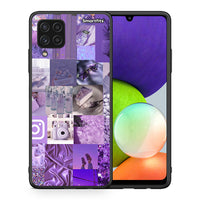 Thumbnail for Θήκη Samsung A22 4G Purple Aesthetic Collage από τη Smartfits με σχέδιο στο πίσω μέρος και μαύρο περίβλημα | Samsung A22 4G Purple Aesthetic Collage case with colorful back and black bezels