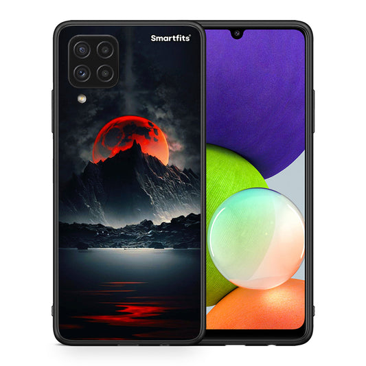 Θήκη Samsung A22 4G Red Full Moon από τη Smartfits με σχέδιο στο πίσω μέρος και μαύρο περίβλημα | Samsung A22 4G Red Full Moon case with colorful back and black bezels