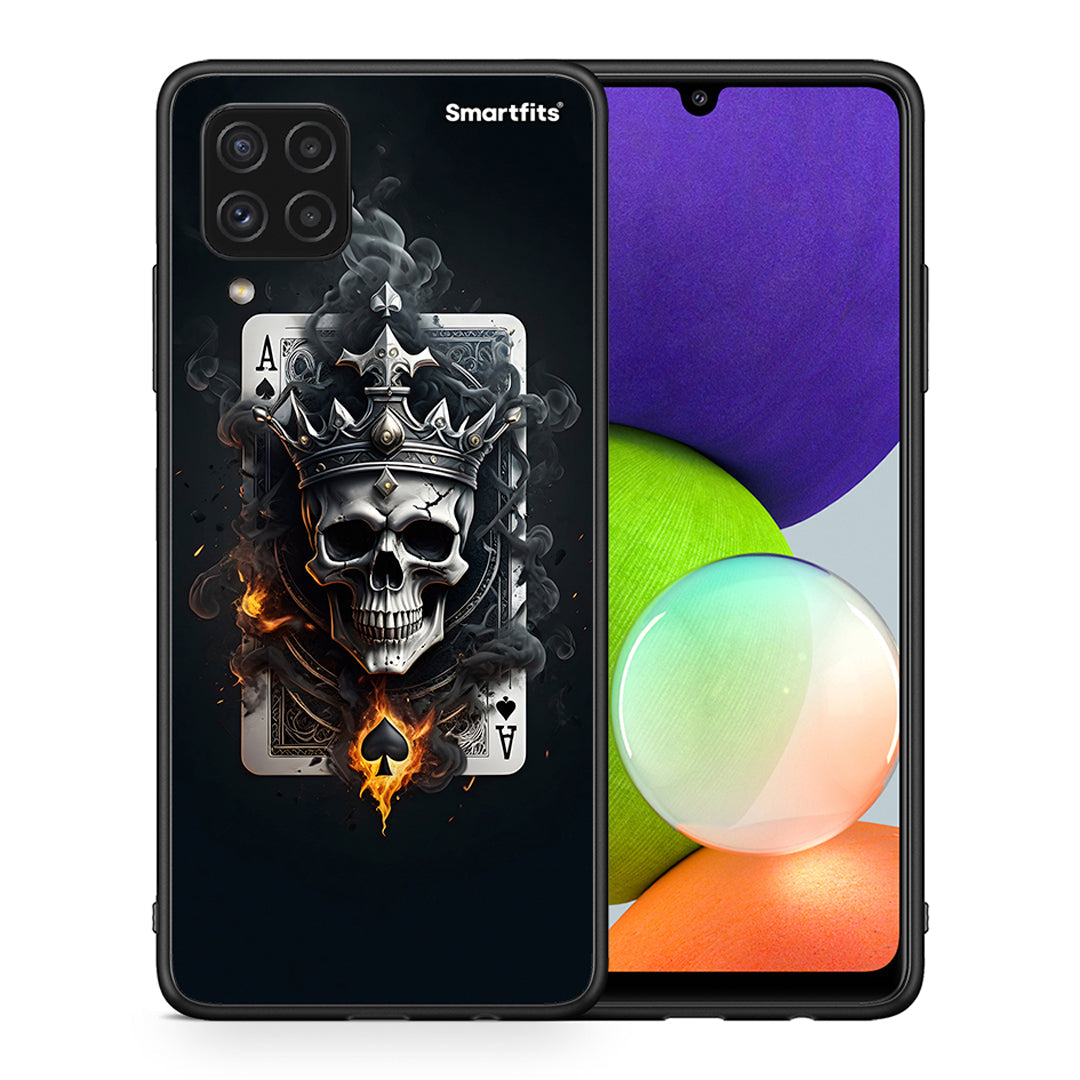 Θήκη Samsung A22 4G Skull King Ace από τη Smartfits με σχέδιο στο πίσω μέρος και μαύρο περίβλημα | Samsung A22 4G Skull King Ace case with colorful back and black bezels