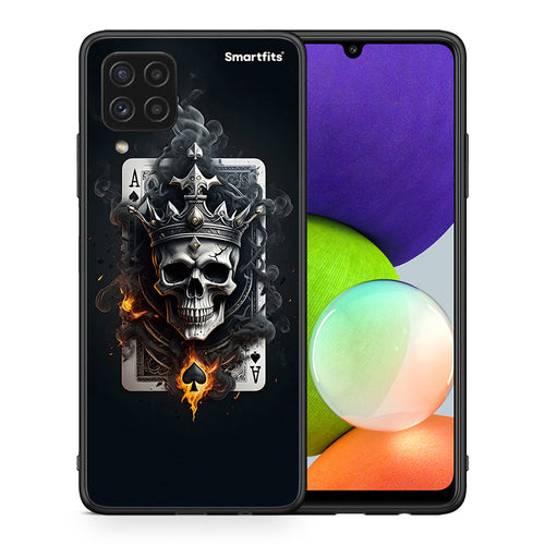 Θήκη Samsung A22 4G Skull King Ace από τη Smartfits με σχέδιο στο πίσω μέρος και μαύρο περίβλημα | Samsung A22 4G Skull King Ace case with colorful back and black bezels
