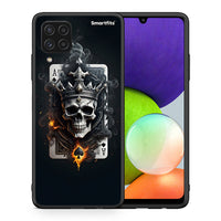 Thumbnail for Θήκη Samsung A22 4G Skull King Ace από τη Smartfits με σχέδιο στο πίσω μέρος και μαύρο περίβλημα | Samsung A22 4G Skull King Ace case with colorful back and black bezels