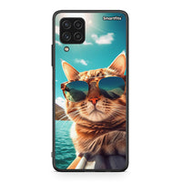 Thumbnail for Samsung A22 4G Summer Cat θήκη από τη Smartfits με σχέδιο στο πίσω μέρος και μαύρο περίβλημα | Smartphone case with colorful back and black bezels by Smartfits