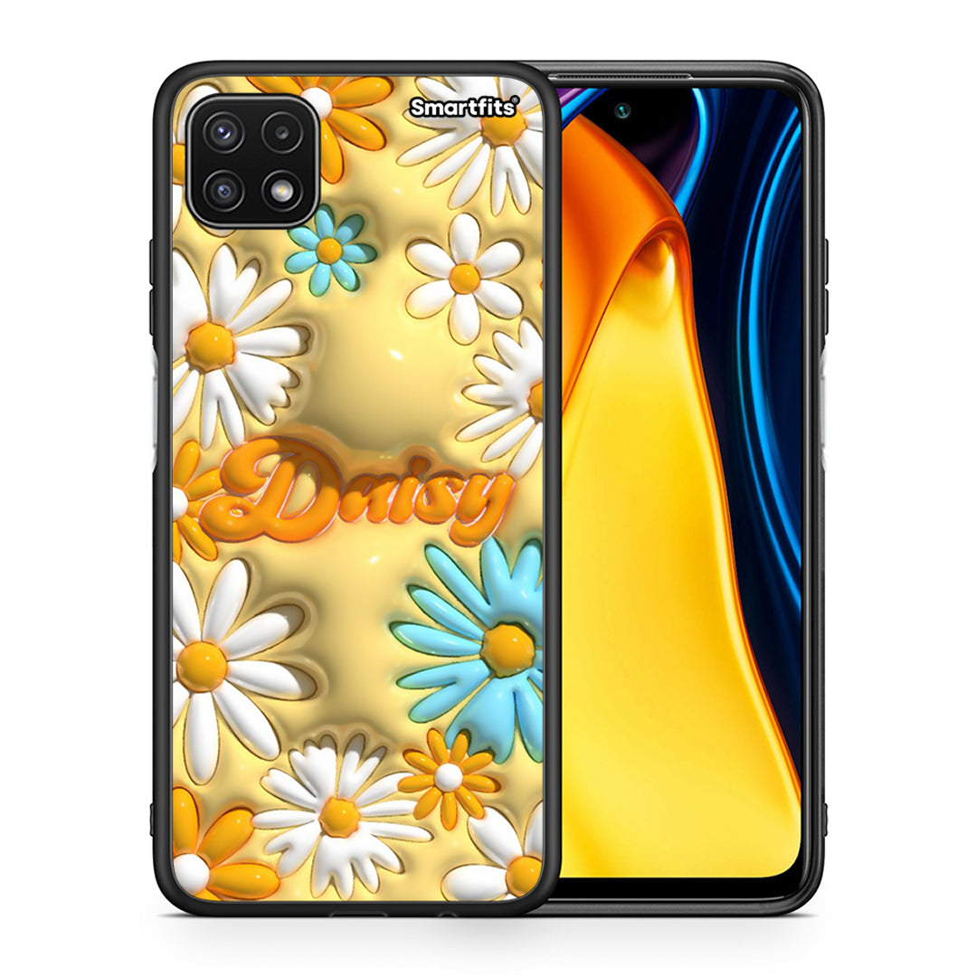 Θήκη Samsung A22 5G Bubble Daisies από τη Smartfits με σχέδιο στο πίσω μέρος και μαύρο περίβλημα | Samsung A22 5G Bubble Daisies case with colorful back and black bezels