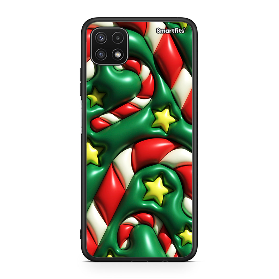 Samsung A22 5G Christmas Bubbles θήκη από τη Smartfits με σχέδιο στο πίσω μέρος και μαύρο περίβλημα | Smartphone case with colorful back and black bezels by Smartfits