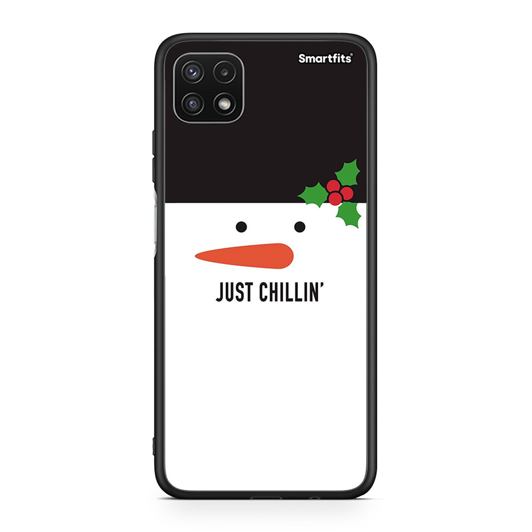 Samsung A22 5G Christmas Chillin θήκη από τη Smartfits με σχέδιο στο πίσω μέρος και μαύρο περίβλημα | Smartphone case with colorful back and black bezels by Smartfits