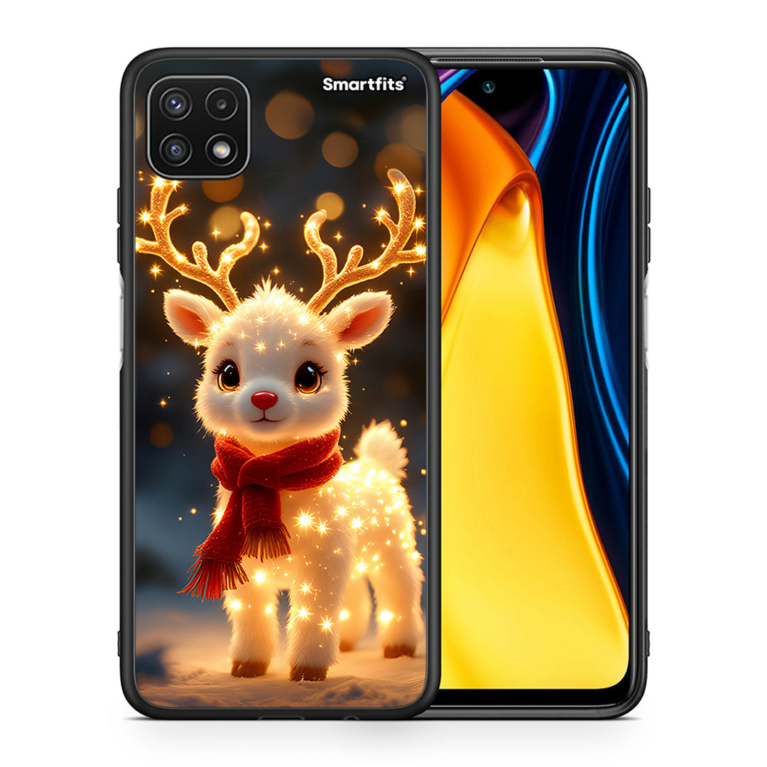 Θήκη Samsung A22 5G Christmas Cutie από τη Smartfits με σχέδιο στο πίσω μέρος και μαύρο περίβλημα | Samsung A22 5G Christmas Cutie case with colorful back and black bezels