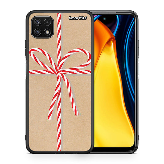 Θήκη Samsung A22 5G Christmas Gift από τη Smartfits με σχέδιο στο πίσω μέρος και μαύρο περίβλημα | Samsung A22 5G Christmas Gift case with colorful back and black bezels