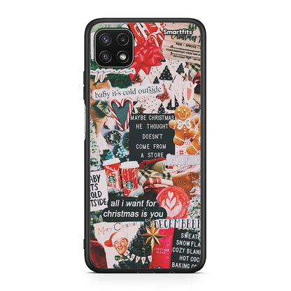 Samsung A22 5G Christmas Happiness θήκη από τη Smartfits με σχέδιο στο πίσω μέρος και μαύρο περίβλημα | Smartphone case with colorful back and black bezels by Smartfits