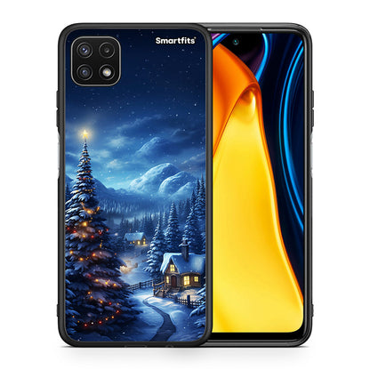 Θήκη Samsung A22 5G Christmas Scenery από τη Smartfits με σχέδιο στο πίσω μέρος και μαύρο περίβλημα | Samsung A22 5G Christmas Scenery case with colorful back and black bezels