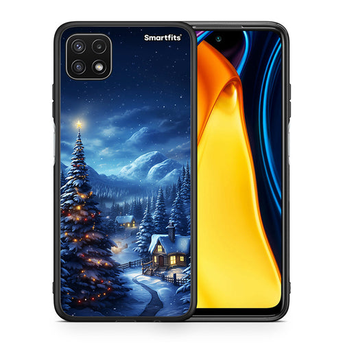 Θήκη Samsung A22 5G Christmas Scenery από τη Smartfits με σχέδιο στο πίσω μέρος και μαύρο περίβλημα | Samsung A22 5G Christmas Scenery case with colorful back and black bezels