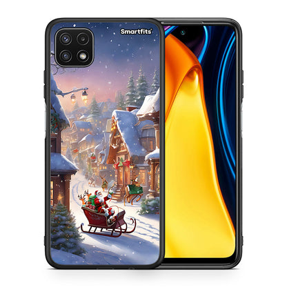Θήκη Samsung A22 5G Christmas Snow από τη Smartfits με σχέδιο στο πίσω μέρος και μαύρο περίβλημα | Samsung A22 5G Christmas Snow case with colorful back and black bezels
