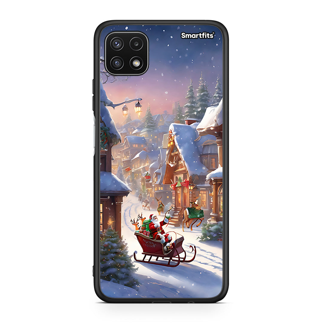 Samsung A22 5G Christmas Snow θήκη από τη Smartfits με σχέδιο στο πίσω μέρος και μαύρο περίβλημα | Smartphone case with colorful back and black bezels by Smartfits