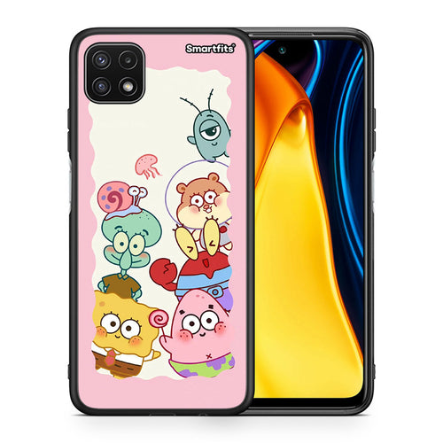 Θήκη Samsung A22 5G Cute Companion από τη Smartfits με σχέδιο στο πίσω μέρος και μαύρο περίβλημα | Samsung A22 5G Cute Companion case with colorful back and black bezels