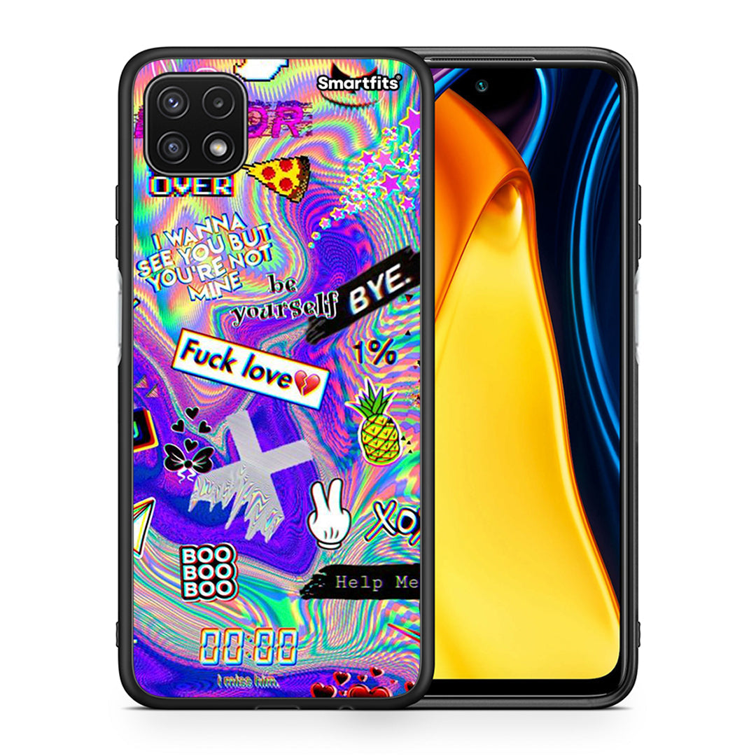 Θήκη Samsung A22 5G Game Over από τη Smartfits με σχέδιο στο πίσω μέρος και μαύρο περίβλημα | Samsung A22 5G Game Over case with colorful back and black bezels