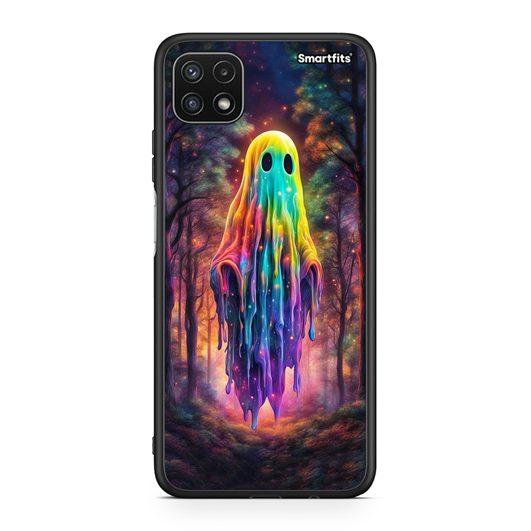 Samsung A22 5G Halloween Ghost θήκη από τη Smartfits με σχέδιο στο πίσω μέρος και μαύρο περίβλημα | Smartphone case with colorful back and black bezels by Smartfits