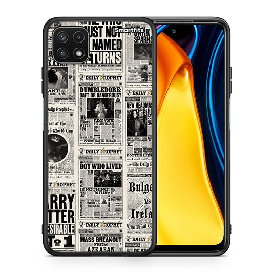 Θήκη Samsung A22 5G Harry Paper από τη Smartfits με σχέδιο στο πίσω μέρος και μαύρο περίβλημα | Samsung A22 5G Harry Paper case with colorful back and black bezels