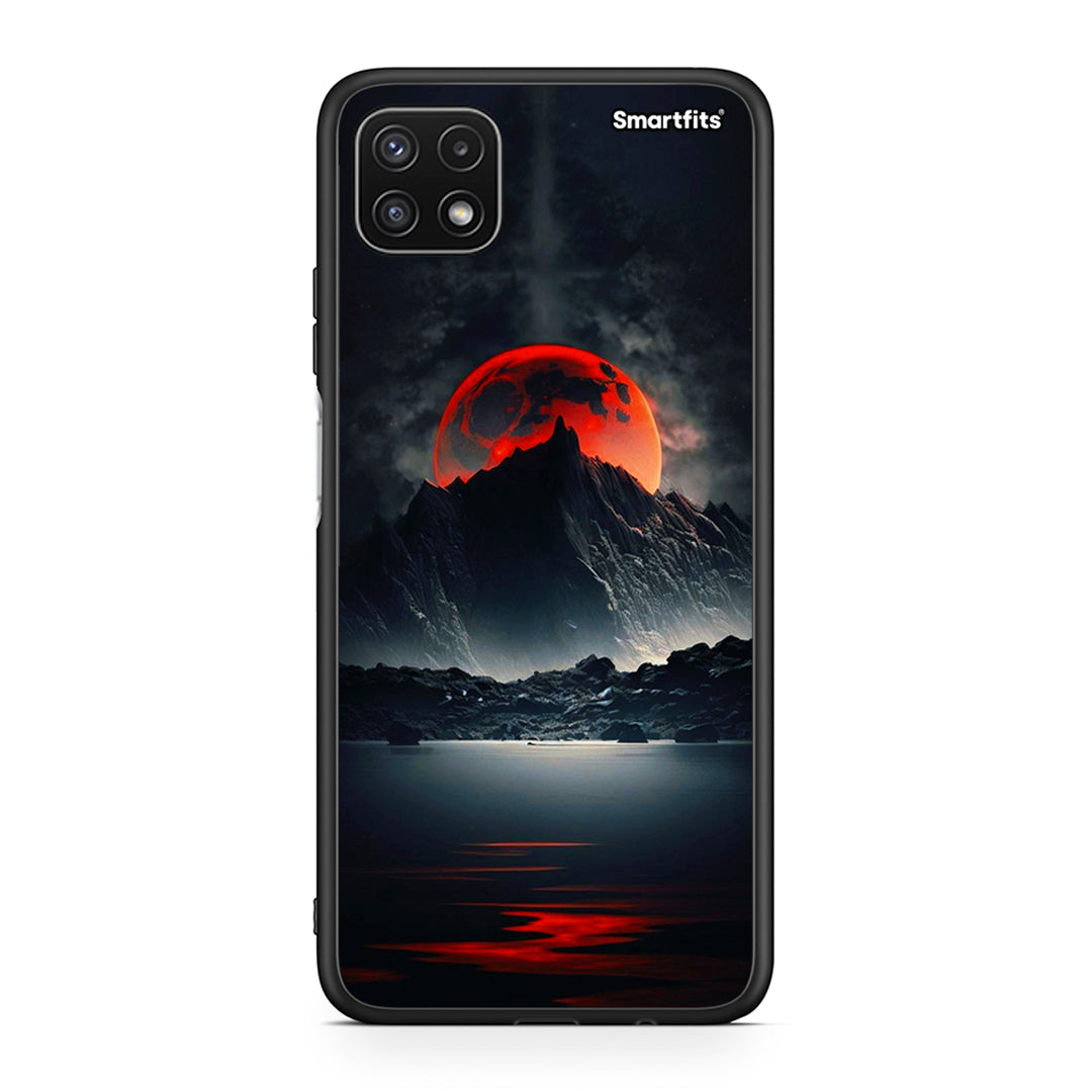 Samsung A22 5G Red Full Moon θήκη από τη Smartfits με σχέδιο στο πίσω μέρος και μαύρο περίβλημα | Smartphone case with colorful back and black bezels by Smartfits