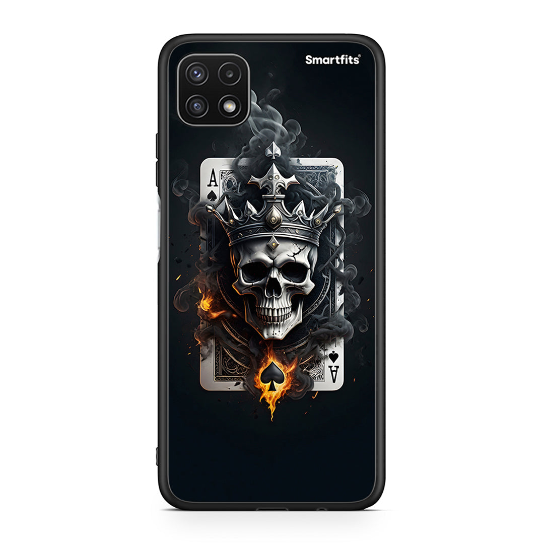 Samsung A22 5G Skull King Ace θήκη από τη Smartfits με σχέδιο στο πίσω μέρος και μαύρο περίβλημα | Smartphone case with colorful back and black bezels by Smartfits