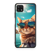 Thumbnail for Samsung A22 5G Summer Cat θήκη από τη Smartfits με σχέδιο στο πίσω μέρος και μαύρο περίβλημα | Smartphone case with colorful back and black bezels by Smartfits