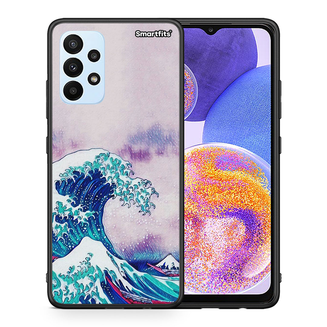 Θήκη Samsung A23 Blue Waves από τη Smartfits με σχέδιο στο πίσω μέρος και μαύρο περίβλημα | Samsung A23 Blue Waves case with colorful back and black bezels