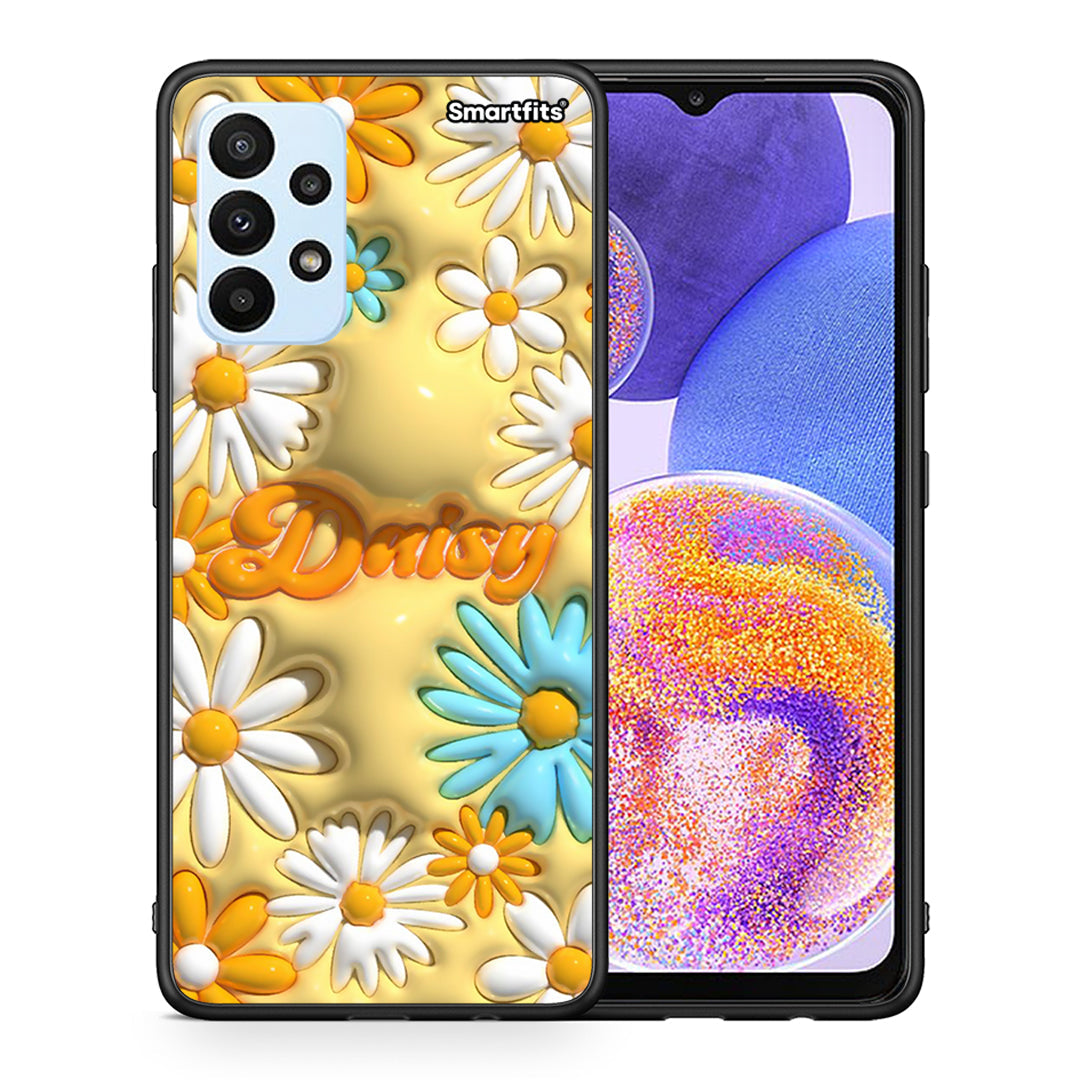 Θήκη Samsung A23 Bubble Daisies από τη Smartfits με σχέδιο στο πίσω μέρος και μαύρο περίβλημα | Samsung A23 Bubble Daisies case with colorful back and black bezels