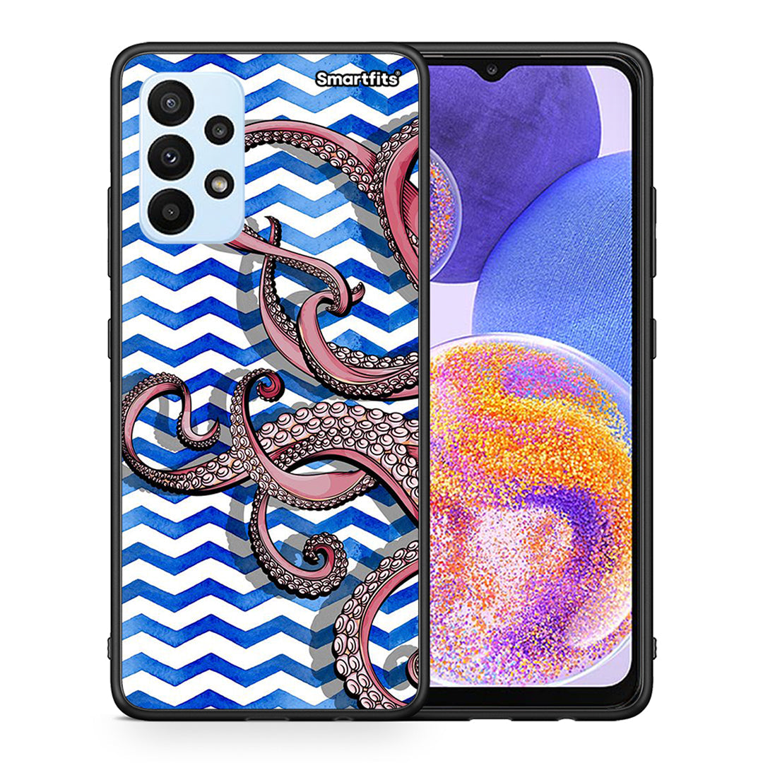 Θήκη Samsung A23 Chevron Devilfish από τη Smartfits με σχέδιο στο πίσω μέρος και μαύρο περίβλημα | Samsung A23 Chevron Devilfish case with colorful back and black bezels