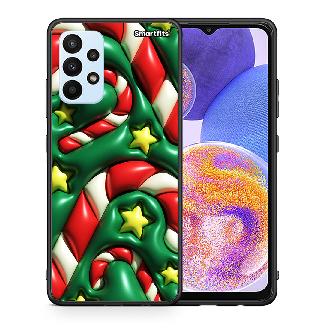 Θήκη Samsung A23 Christmas Bubbles από τη Smartfits με σχέδιο στο πίσω μέρος και μαύρο περίβλημα | Samsung A23 Christmas Bubbles case with colorful back and black bezels