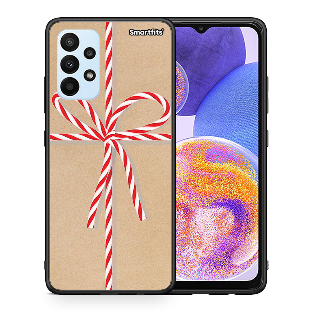 Θήκη Samsung A23 Christmas Gift από τη Smartfits με σχέδιο στο πίσω μέρος και μαύρο περίβλημα | Samsung A23 Christmas Gift case with colorful back and black bezels