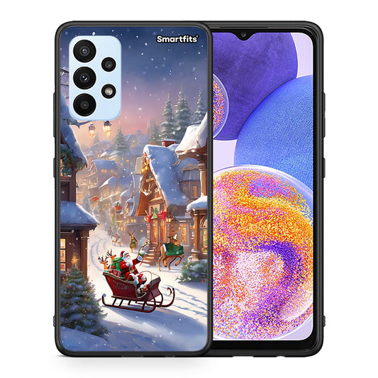 Θήκη Samsung A23 Christmas Snow από τη Smartfits με σχέδιο στο πίσω μέρος και μαύρο περίβλημα | Samsung A23 Christmas Snow case with colorful back and black bezels