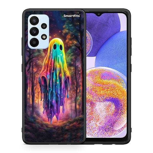 Θήκη Samsung A23 Halloween Ghost από τη Smartfits με σχέδιο στο πίσω μέρος και μαύρο περίβλημα | Samsung A23 Halloween Ghost case with colorful back and black bezels