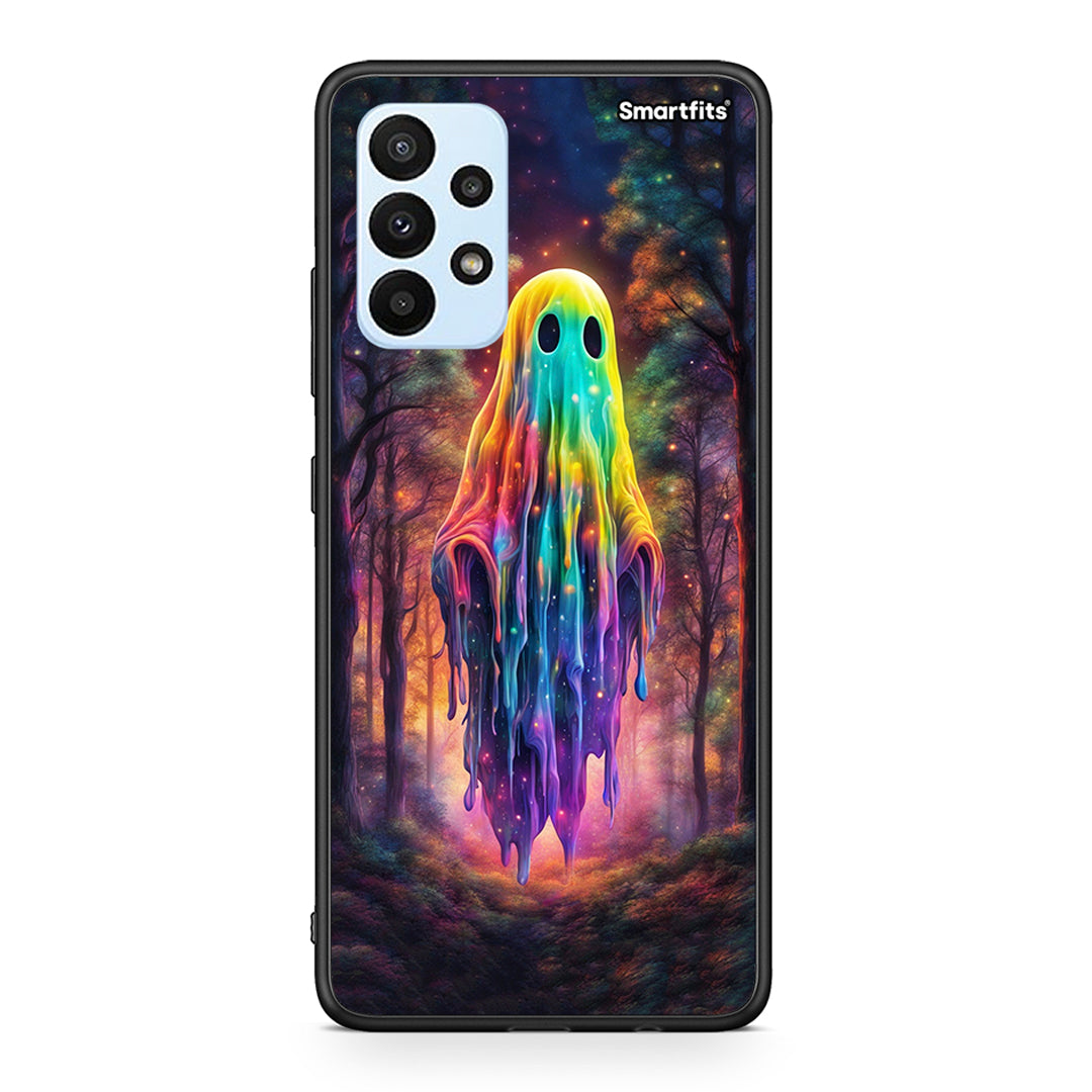 Samsung A23 Halloween Ghost θήκη από τη Smartfits με σχέδιο στο πίσω μέρος και μαύρο περίβλημα | Smartphone case with colorful back and black bezels by Smartfits