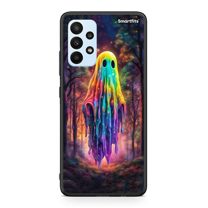 Samsung A23 Halloween Ghost θήκη από τη Smartfits με σχέδιο στο πίσω μέρος και μαύρο περίβλημα | Smartphone case with colorful back and black bezels by Smartfits