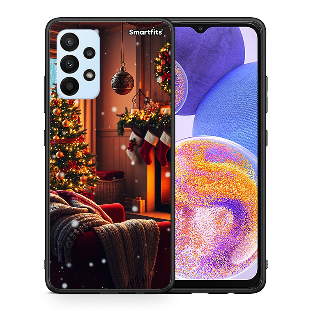 Θήκη Samsung A23 Home For Christmas από τη Smartfits με σχέδιο στο πίσω μέρος και μαύρο περίβλημα | Samsung A23 Home For Christmas case with colorful back and black bezels