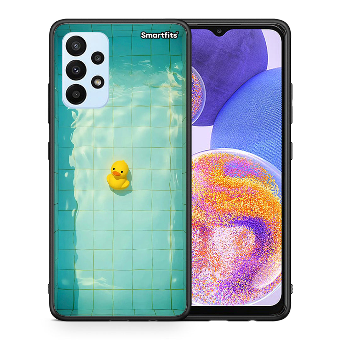 Θήκη Samsung A23 Yellow Duck από τη Smartfits με σχέδιο στο πίσω μέρος και μαύρο περίβλημα | Samsung A23 Yellow Duck case with colorful back and black bezels