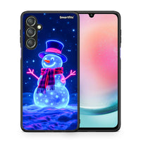 Thumbnail for Θήκη Samsung Galaxy A24 4G Christmas Neon Snowman από τη Smartfits με σχέδιο στο πίσω μέρος και μαύρο περίβλημα | Samsung Galaxy A24 4G Christmas Neon Snowman Case with Colorful Back and Black Bezels