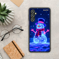 Thumbnail for Θήκη Samsung Galaxy A24 4G Christmas Neon Snowman από τη Smartfits με σχέδιο στο πίσω μέρος και μαύρο περίβλημα | Samsung Galaxy A24 4G Christmas Neon Snowman Case with Colorful Back and Black Bezels