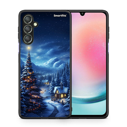 Θήκη Samsung Galaxy A24 4G Christmas Scenery από τη Smartfits με σχέδιο στο πίσω μέρος και μαύρο περίβλημα | Samsung Galaxy A24 4G Christmas Scenery Case with Colorful Back and Black Bezels